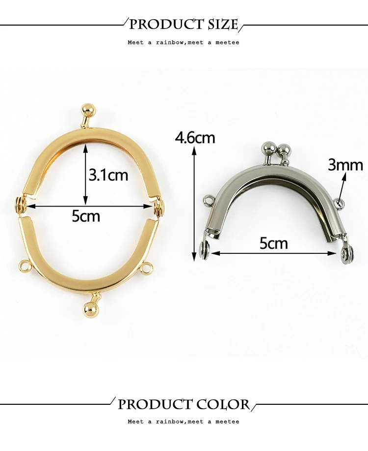 2/5Pcs Deepeel 5cm Metal Frame Kiss Clasp Lock for Mini Purse Handbag Wallet Smooth Handle DIY Handmade Bags Handware Accessory