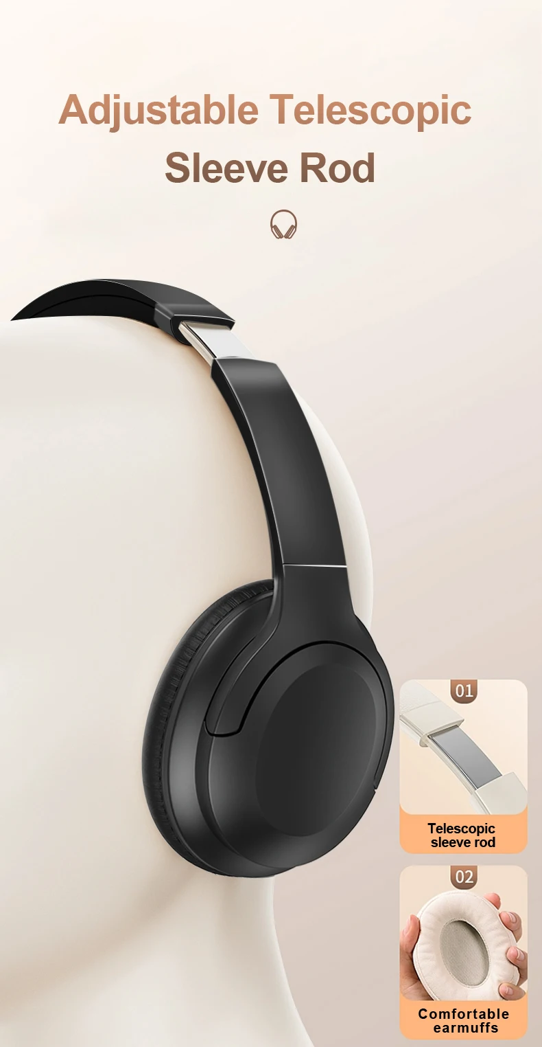 Wireless, Bluetooth, Over-Ear Dobrável, 400mAh, Jogos de Trabalho Esportivo, BT5.3