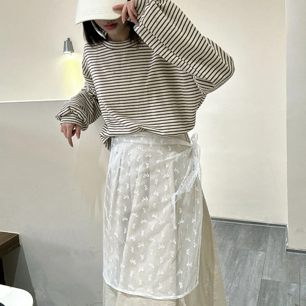 Women Skirt Y2k Vintage Lace Splicing Harajuku Skirt Fashion Lap Over Skirts for Woman Faldas Korean Perspective Lace-up Design Skirt