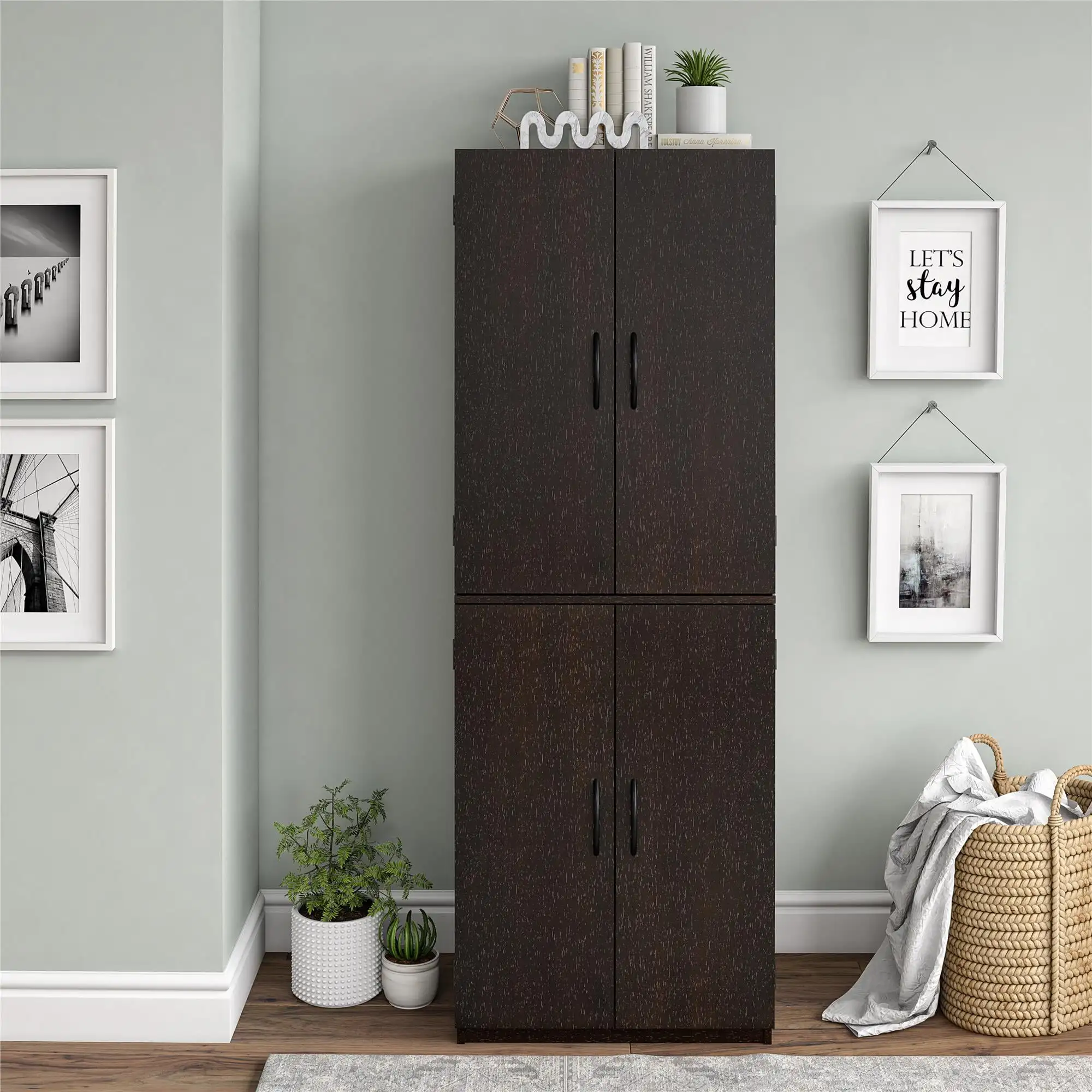 

4-Door 5' Storage Cabinet, Dark Chocolate