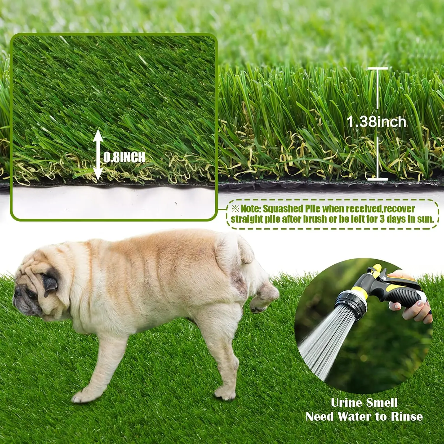 Artificial Grass Thick Turf Artificial Synthetic Fake Grass Rug, Indoor/Outdoor Realistic Turf