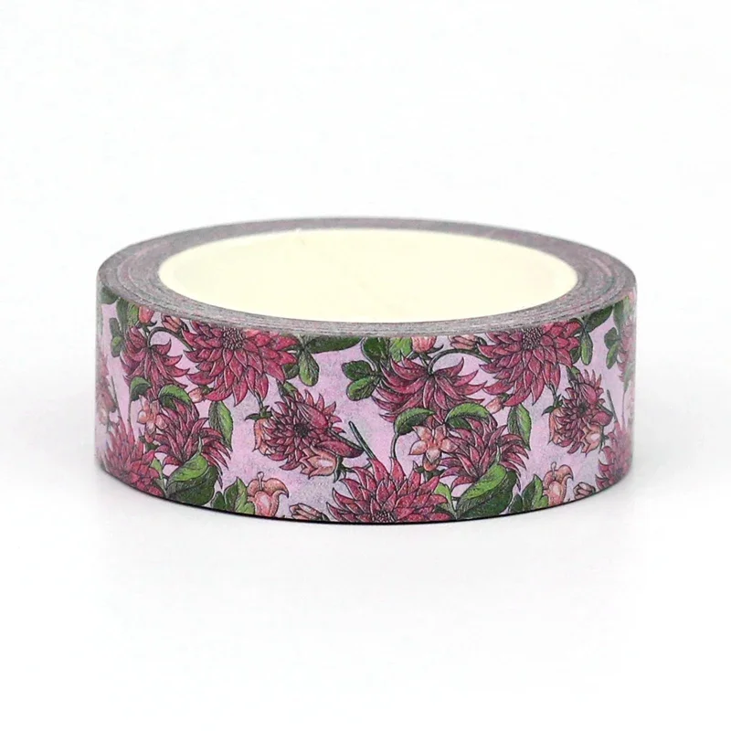 NEW 1PC 10M Decorative Beautiful Purple Flowers Washi Tape for Scrapbooking Journaing Adhesive Masking Tape Cute Stationery 2