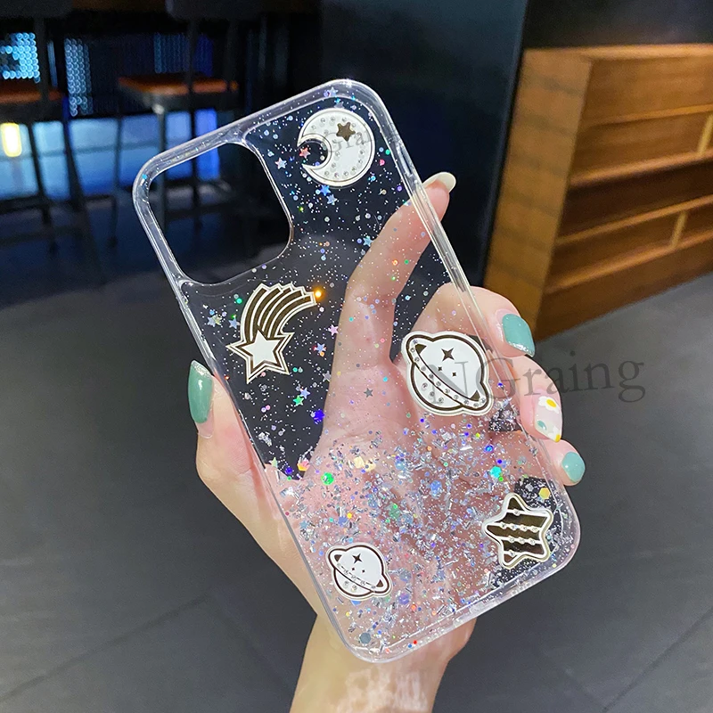 Funda de teléfono para Realme C53, carcasa trasera transparente de silicona  TPU suave con estrellas brillantes, disponible - AliExpress