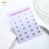 12 Pairs 2-7mm Mixed Size Solid Ball Earrings Set Women Men Stainless Steel Piercing Jewelry Minimalist Big Small Globe Ear Stud 6