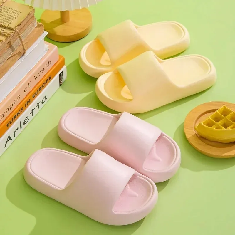 Summer Concise Solid Color Ladies Home Shoes for Women Couple Cosy Slides Lithe Soft Sandals Slippers Indoor Flip Flops