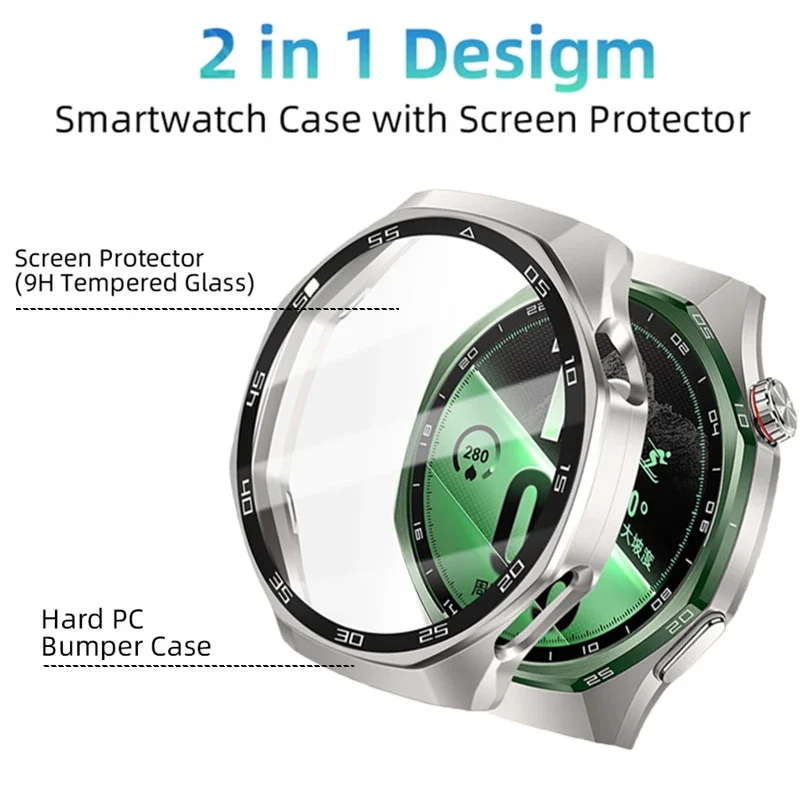 Full Coverage Protective PC Case with Tempered Glass Film