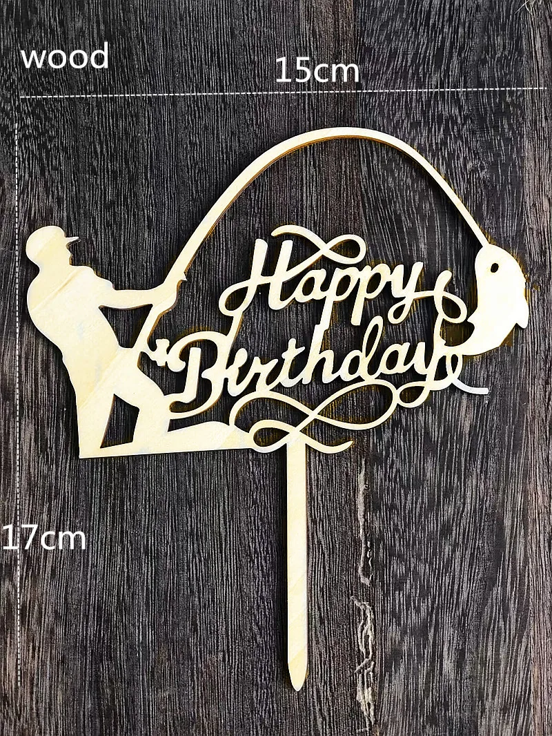 Happy Birthday Fishing Cake Topper Party Decorations Supplies cake topper cake toppers