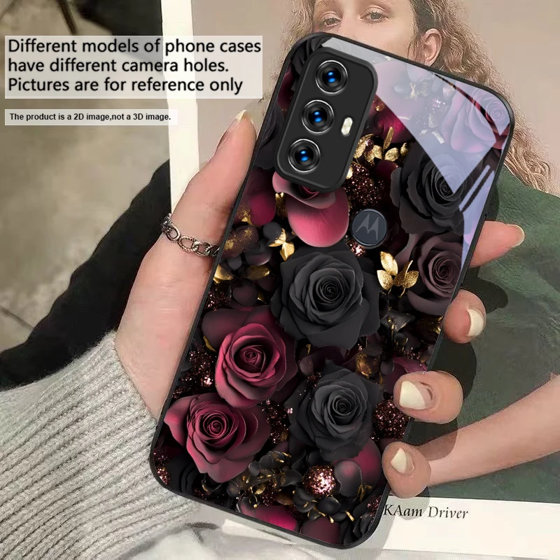 Wine Red Floral Petals Glass Phone Case
