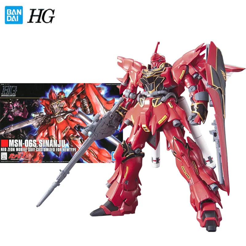 Bandai Genuine Gundam Hguc Series Model Garage Kit 1/144 Msn-06S Sinanju Anime Action Figure Toys For Boys Giocattolo Da Collezione