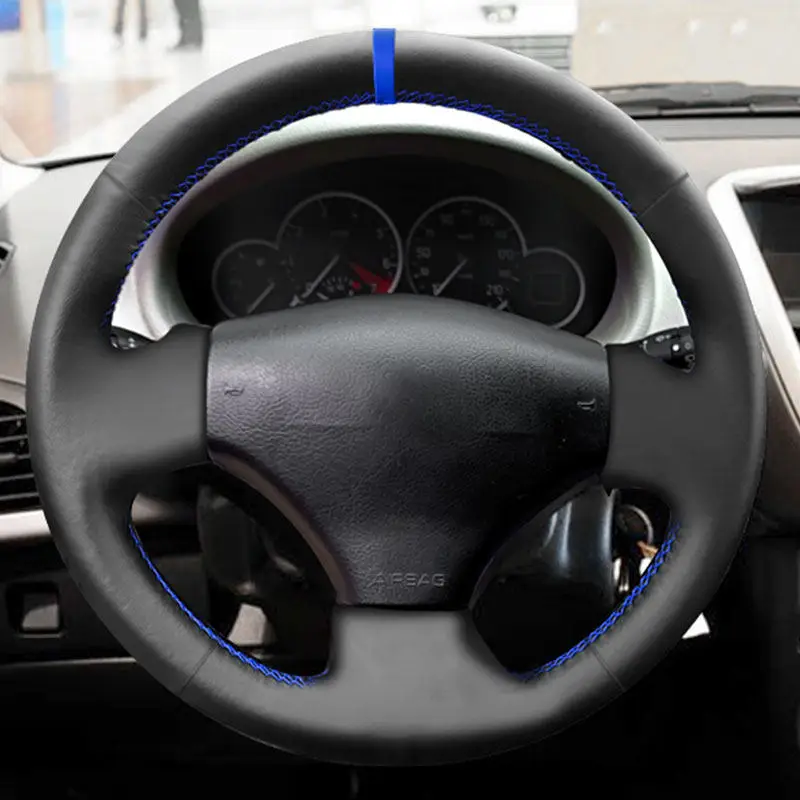 Lenkradabdeckung für Peugeot 206 1998–2005, 206 SW 2003–2005, Handgeflechte, Auto-Lenkrad, Mikrofaser-Lederbezug