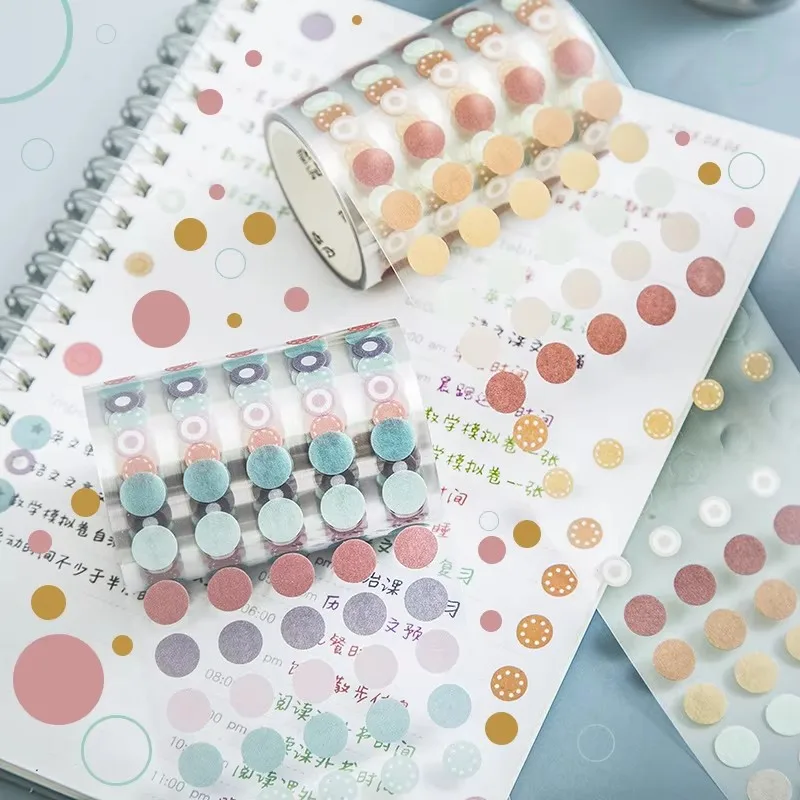 Adhesive Tape Washi Tape Adhesive Tapes Masking Tape Decorative Tape Decoration Tape Collage Tape Color dots Washi Tape Decorative Adhesive Masking Tape For Stickers Scrapbooking DIY round Stationery School Office Supply