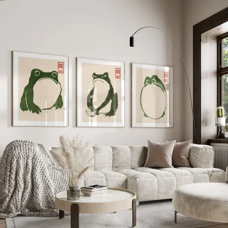 Japan Hajime Matsumoto Green Frog Wall Art Retro Trendy Ukiyo-e
