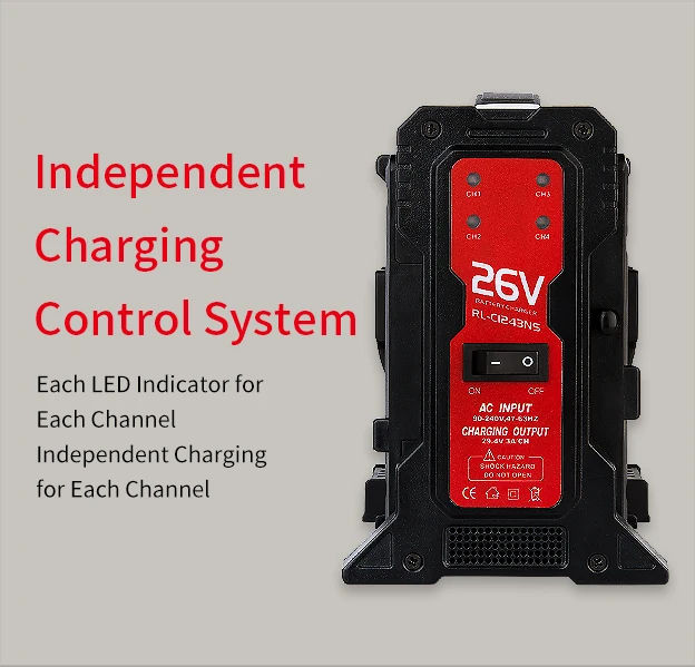RL-C1243NS 4-Channel Camera Battery Charger 350W 26V for V-Mount Li-ion Camera B