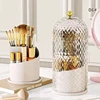 Diamond Birdcage Makeup Brush Holder with Lid 360 Rotating Clear Dustproof Makeup Brushes Organizer for Vanity Lipstick Holder 4