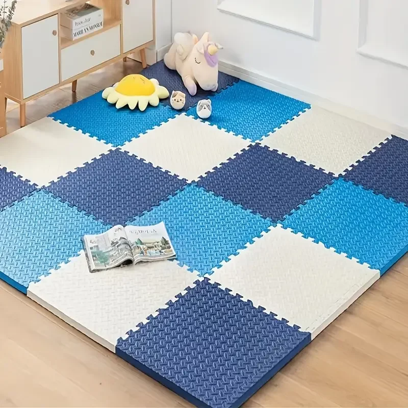 6/12 Pcs Children's Foam Flooring EVA Interlocking Non Slip Patchwork Mats Thick Solid Color Play Mats Soft Non Toxic Floor Mats