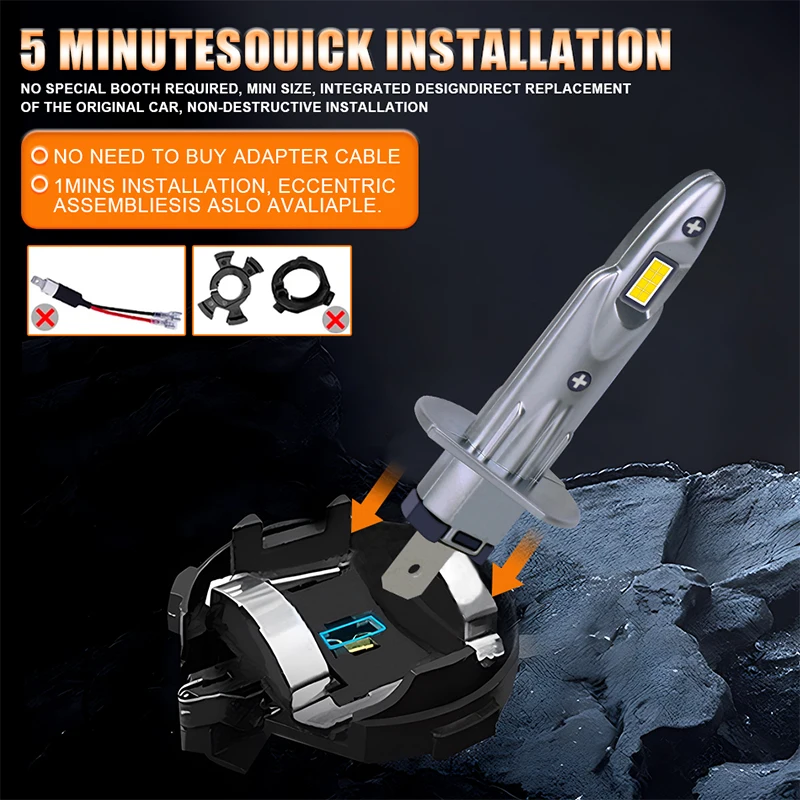 LED Car Lights LED Lights LED Bulbs LED Headlights LED Car Headlights Car Headlamps 2PCS H1 LED 1000W 800000LM H1 Car Lights 16PCS 8054 CSP Chips 6500K T10 Auto Mini Diode 1: 1 Size Turbo Lamps Plug&Play 12V 24V