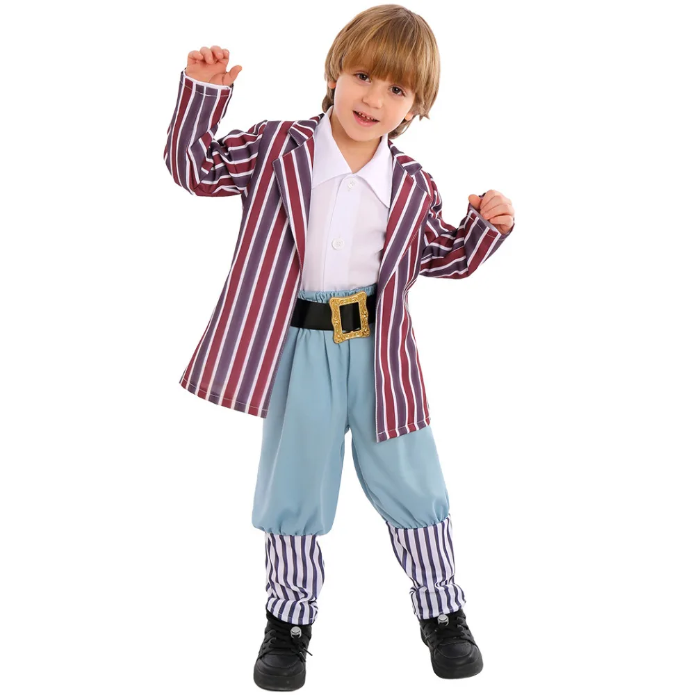 Movie Chocolate Factory Oompa Cosplay Costume Kids Coat Pants Belt Full Set Loompa Role Play Children Suit Halloween Party