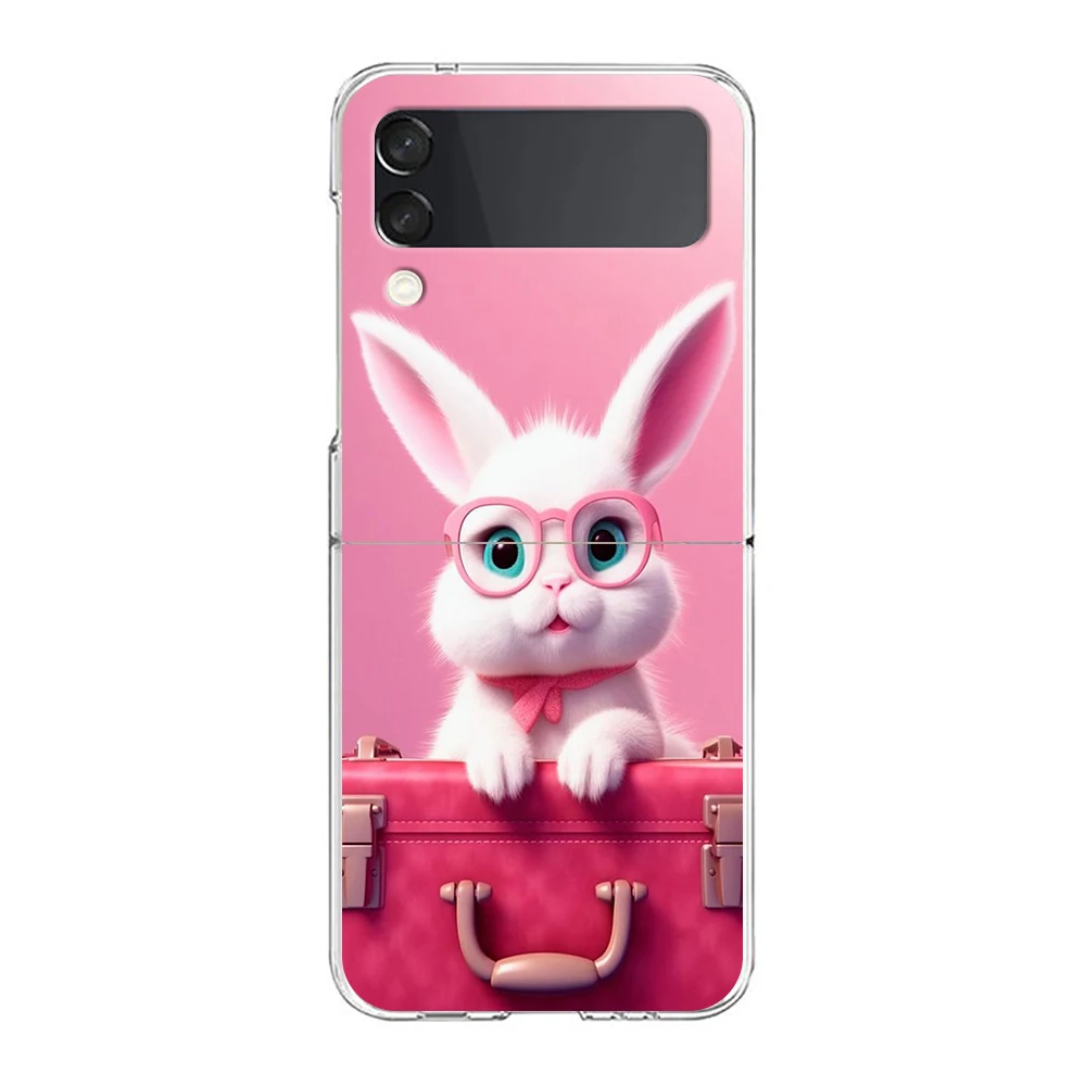 Chic Purple Hat Rabbit Hard PC Phone Case - Stylish Foldable Black Cover