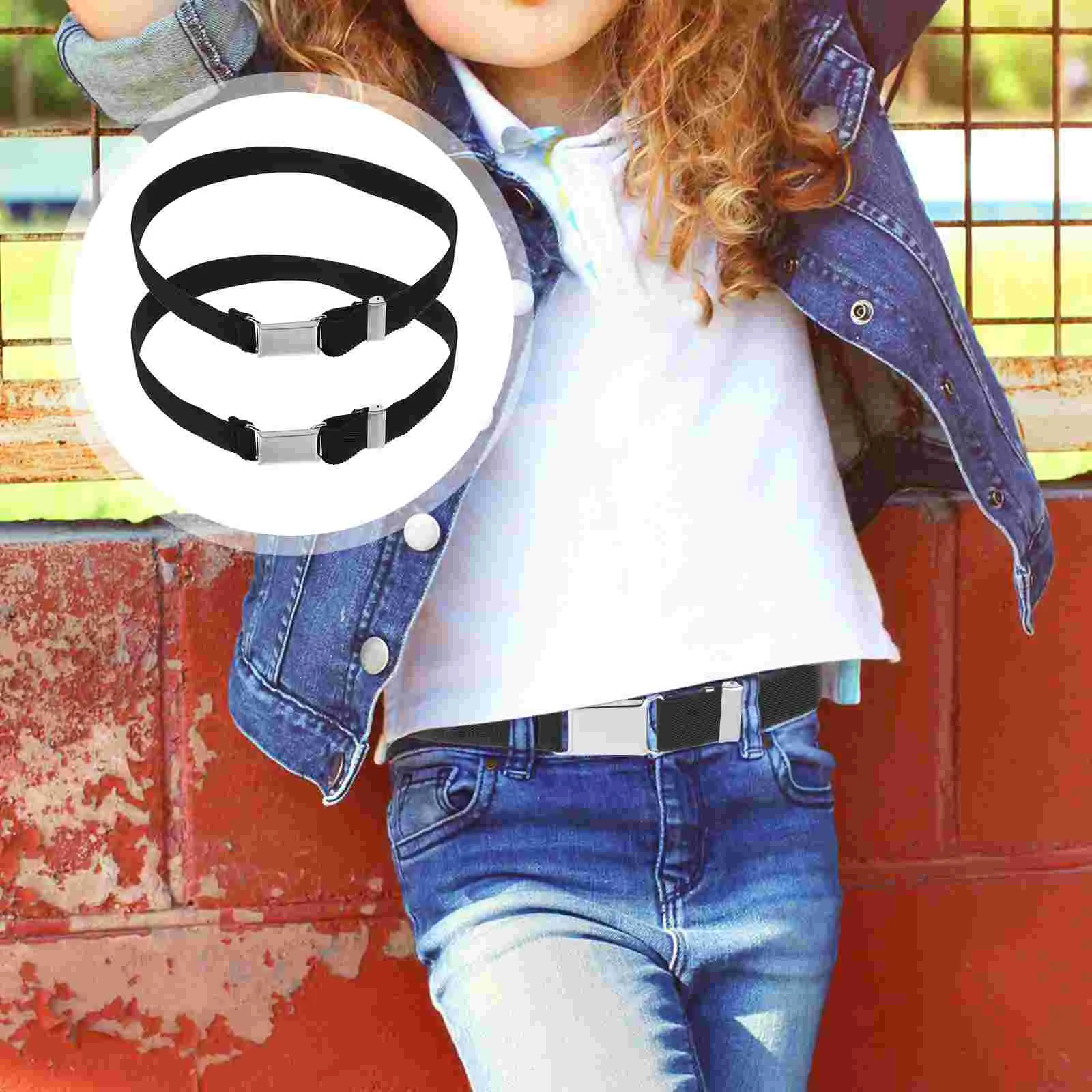 

2 Pcs Kids Scrunchies Boys Elastic Belts Band Stretchy Polyester Girl for Jeans