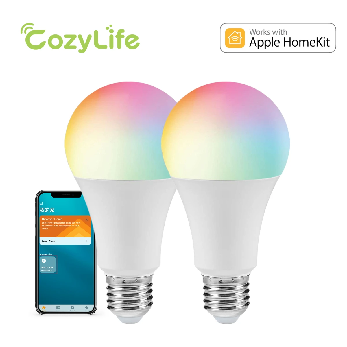 Cozylife Homekit Wifi Light Bulb 9w E27 Rgb+cw Dimmable Timed Lamp