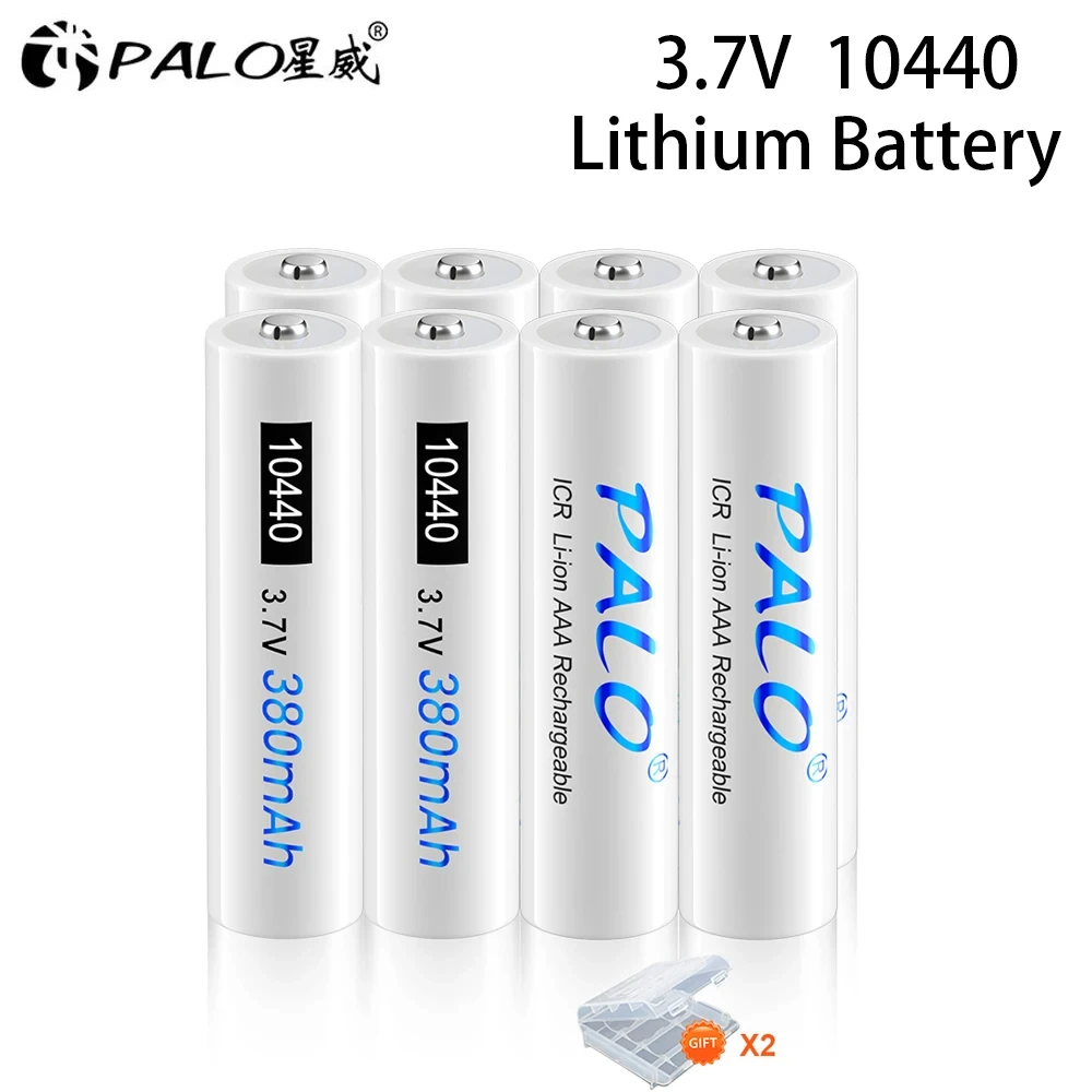 PALO 3.7V  ICR10440 10440 3A AAA Li-ion Lithium Rechargeable Battery For Flashlight Camera Remote Control Shaver Power Torch