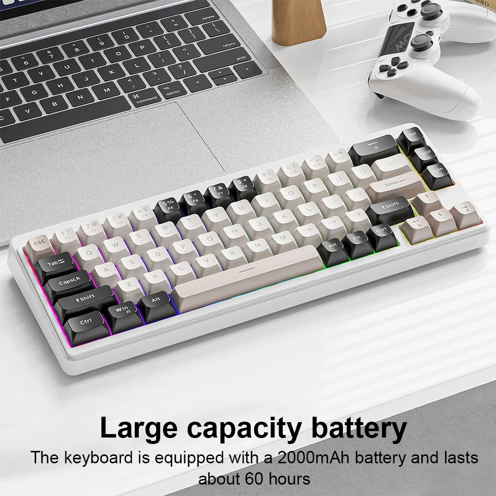 Mini Office Keyboard Tri-Mode BT5.0/2.4GHz/USB-C Wireless Gaming Keyboard for Windows Laptop PC Gamer
