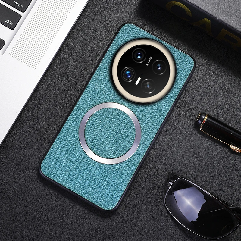Magnetic TPU + PC Ultra-Thin Anti-Slip Woven Textile Cloth Pattern Case