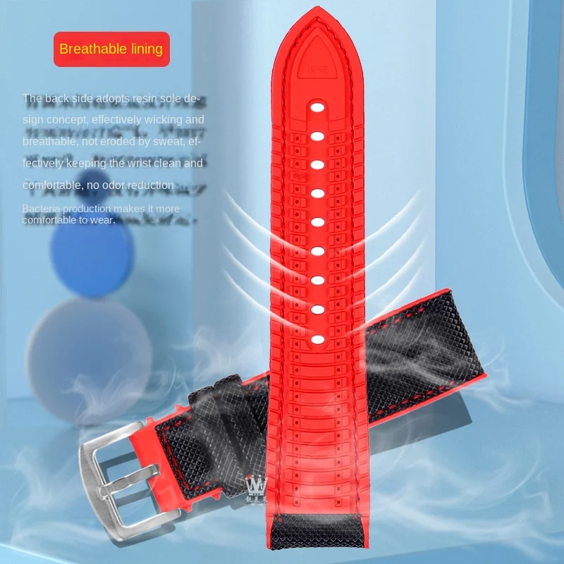 Nylon Soft Rubber Sports Bracelet for Mountaineering Watches - Men's 24mm Strap