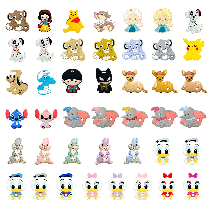1pcs Silicone Disney Baby Teething Food Grade Cartoon Silicone For Necklaces Baby Teether Toy Nursing Gifts