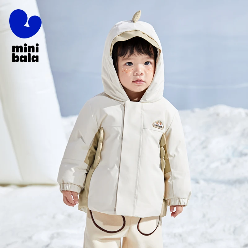 미니 Balabala 어린이 공룡 다운 재킷 겨울 를위한 새로운 두꺼운 방풍 방수 및 수분 흡수 코트