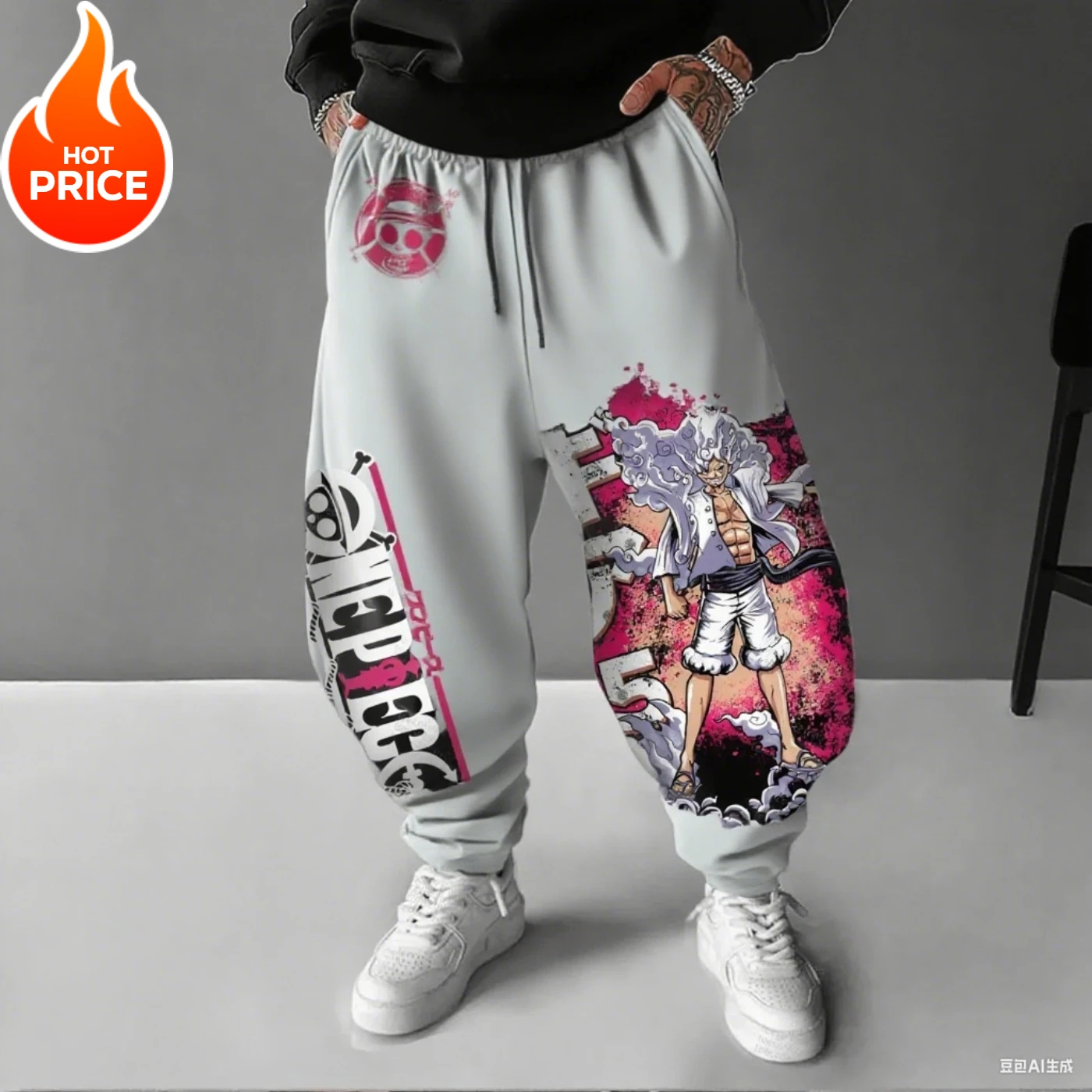 WANHONGYUE Anime One Piece Luffy 3D Stampato Pantaloni Sportivi da Jogging Cosplay Costume Pantaloni della Tuta Sweatpants Track Pants Trousers