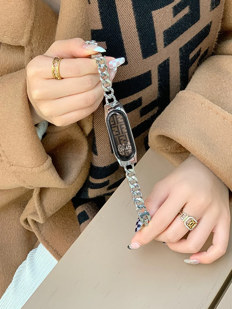 Metal Strap for Xiaomi Mi Band 8 7 6 5 4 Stainless Steel Miband 8 7 Replacement Bracelet Wristband for Xiaomi Mi Band 4 5 6 Belt