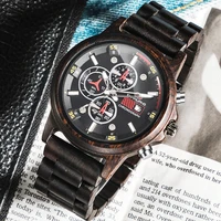 Men's Watch Natural Wood Watch Wooden Gift Box Handmade Wooden Quartz Movement Watch Chronograph Zebra Wood Case Watch reloj 2