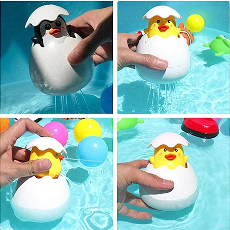 3Pcsbaby Bathing Toy Kids Cute Duck Penguin Egg Water Spray Sprinkler Bagno Spraying Shower Nuoto Water Toys Regalo Per Bambini
