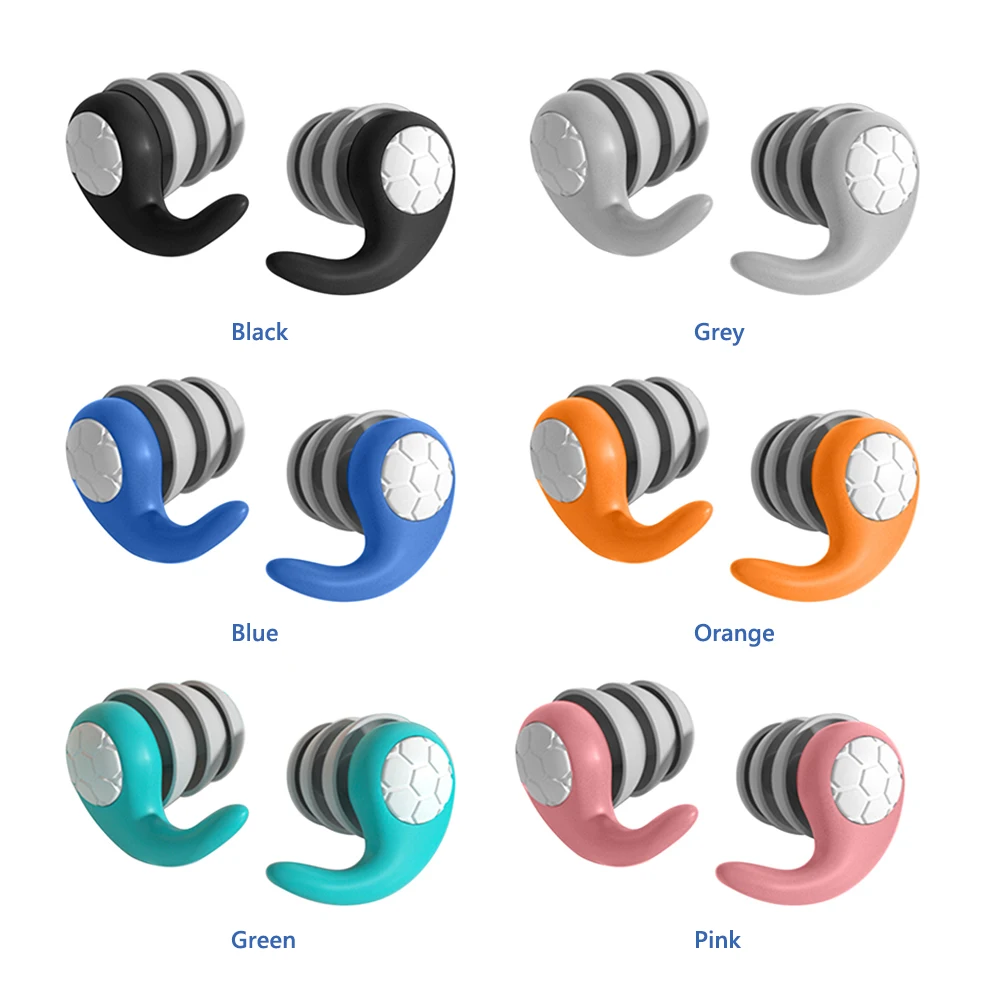 1 Pair Silicone Earplug Waterproof 3 Layers Swimming Ear Plugs Reduction Soundproof with Storage Box for 5-12 Year Old Children