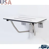 White Phenolic Folding Shower Seat Stainless Steel Frame Water Drainage ADA Compliant Support 400lbs 1
