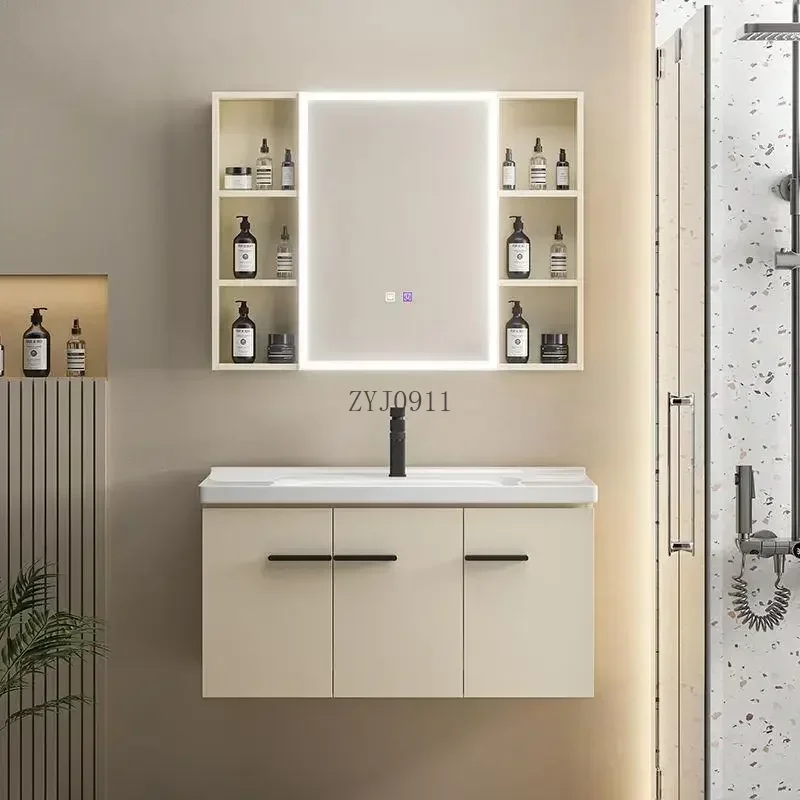 *Corner Vanity Bathroom With Sink Integrated Ceramic Washbasin Multipurpose Mirror Bathroom Cabinets Storage Organizer Furniture