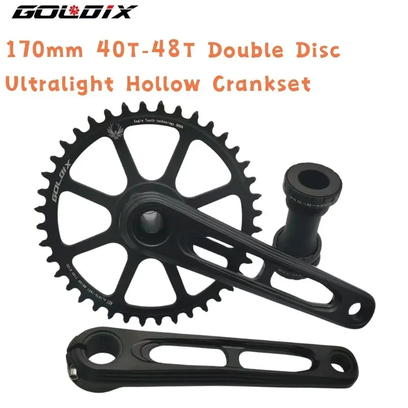 

GOLDIX 170mm Crank Road Bike FOR GXP Chainring 40T-48T Aluminum Alloy Double Disc Ultralight Bicycle Crankset Hollow Bike Parts