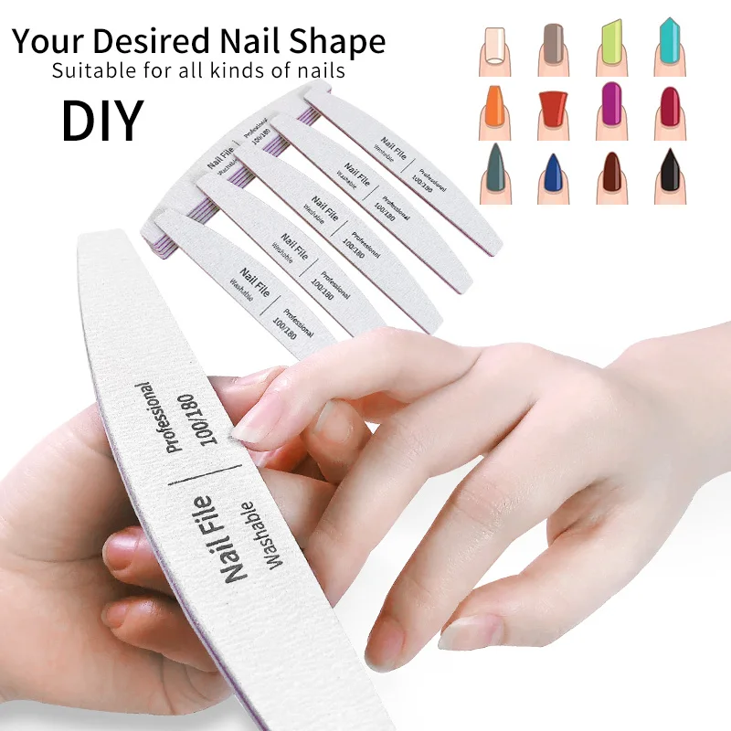 Nail File 100 to 180 Professional Tools Emery for Manicure Lime 240 Sandpaper Gel Polishing Files for Nails Buffers Set Polisher images - 6