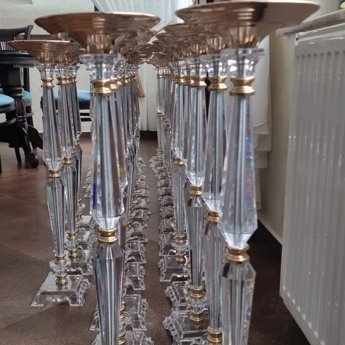 10 Pcs H 70 80 90 100cm Flower Stand Arrangement Table Centerpiece Metal acrylic Plating Weddings Geometric Centerpiece Stand