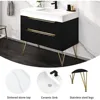 36 Inch Bathroom Vanity with Sink, Bathroom Cabinet with White Sintered Stone, Bathroom Sink Vanity, 4 Drawers Soft Close System 4