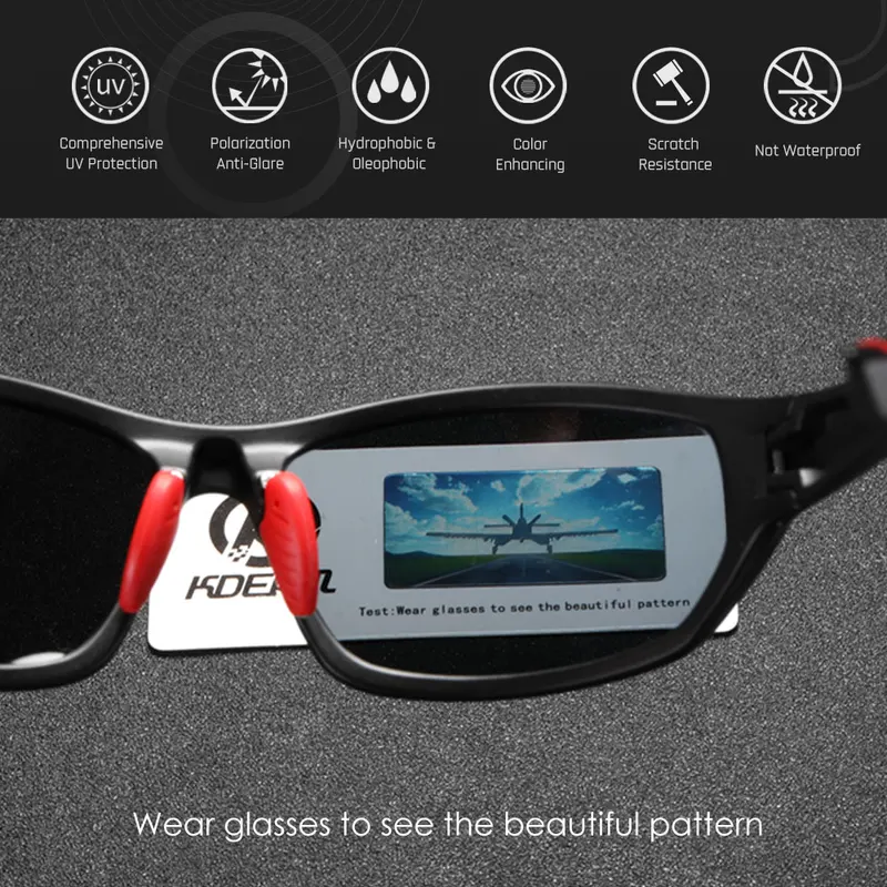 KDEAM Performance Polarized Sunglasses For Men Printing Pattern Designing Frame Glasses Transmittance Cat.3 Men's Sports Goggles