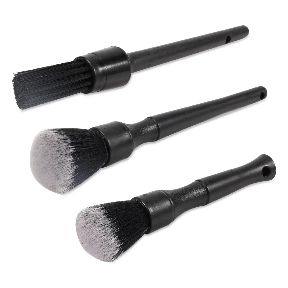 

Car Detailing Brush Set for Cleaning Wheels Interior Exterior Air Vents Dashboard Leather Soft Boar Hair Fiber Plastic Handle