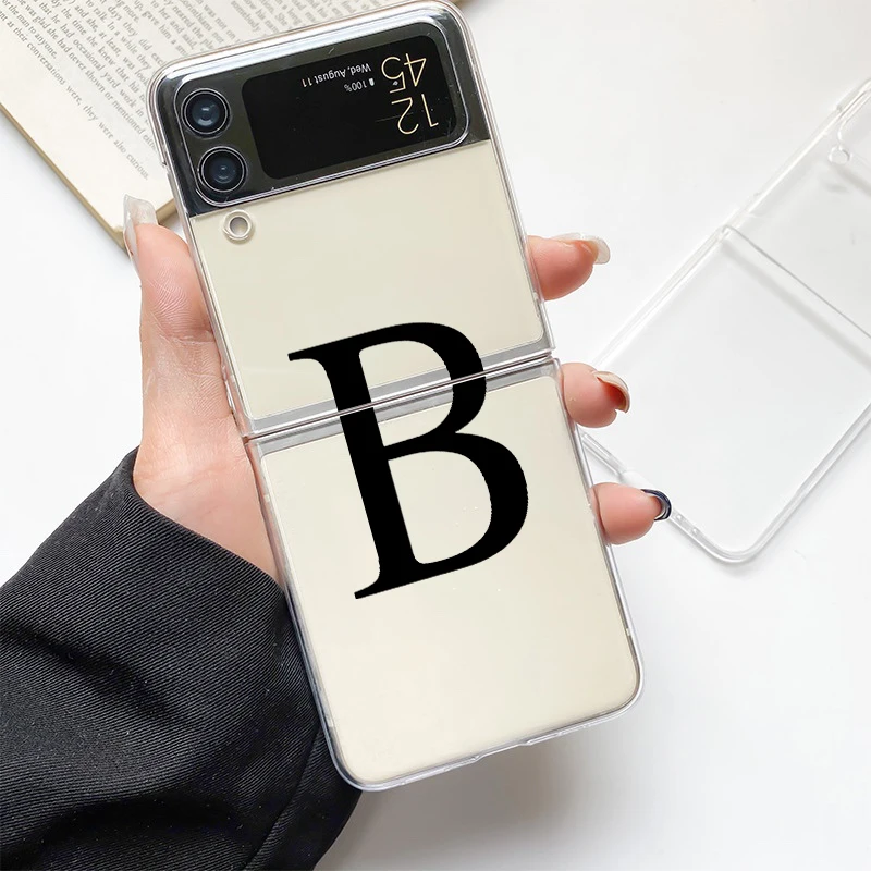 Chic Alphabet Design Clear Hard Phone Case for Samsung Galaxy Z Flip