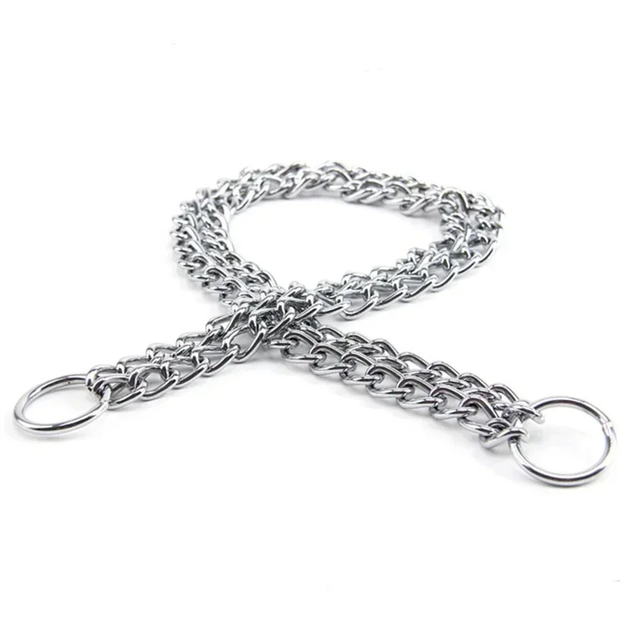 1PC Pet Supplies Collar Double row Carbon Steel Neckchain Traction Rope