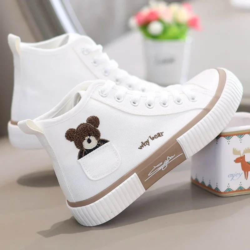 Cute Canvas Shoes Women Breathable Sneakers Brand Sport Shoes for Woman Casual Vulcanized Shoe Flats High Top Zapatos Mujer 3