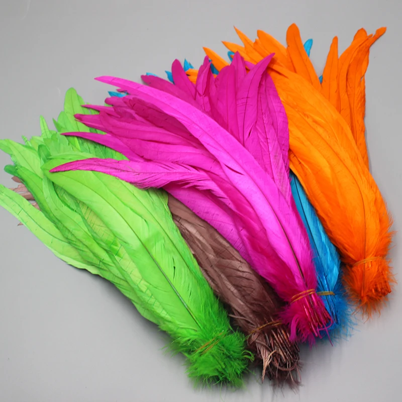 

Rooster feathers 25-45cm 100pcs Natural Dyed Cock Feathers for carnival dress with feathers Making Handicraft Accessories