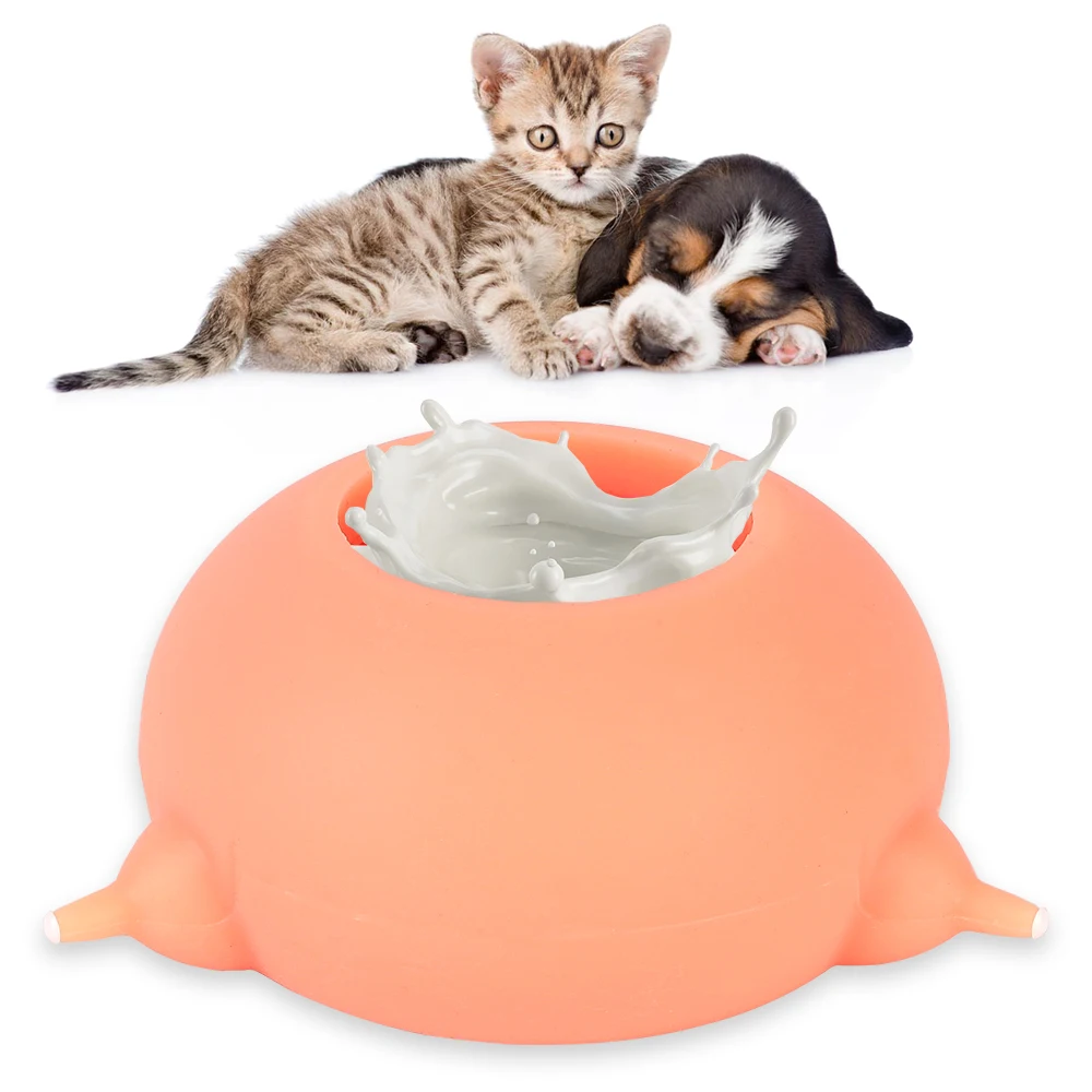 

Pet Nursing Bottle Silicone 3 Nipples Bubble Milk Bowl 200ML Milk Feeder Puppy Nursing Station Newborn Pet Feeder