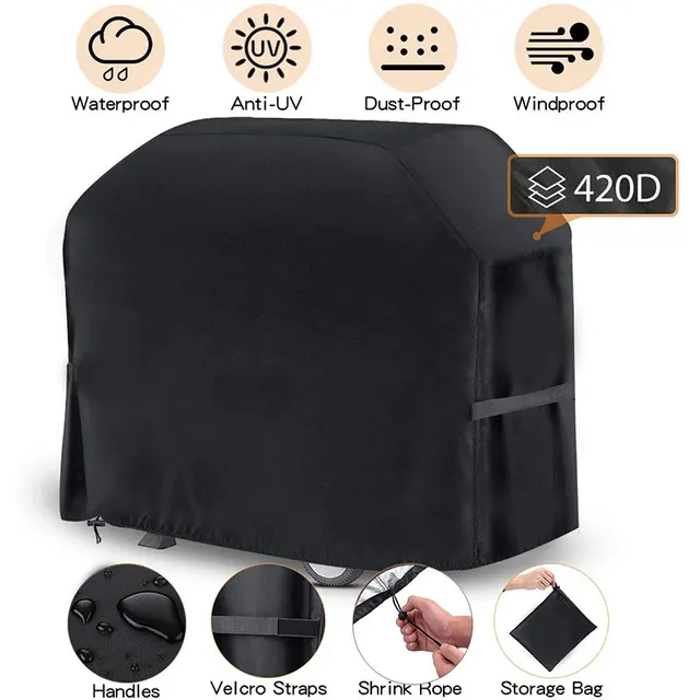 420D Oxford Cloth Bbq Cover Outdoor Swet Vízálló Weber Heavy Schen Grill Gas Szaszén Elektromos Burkolat