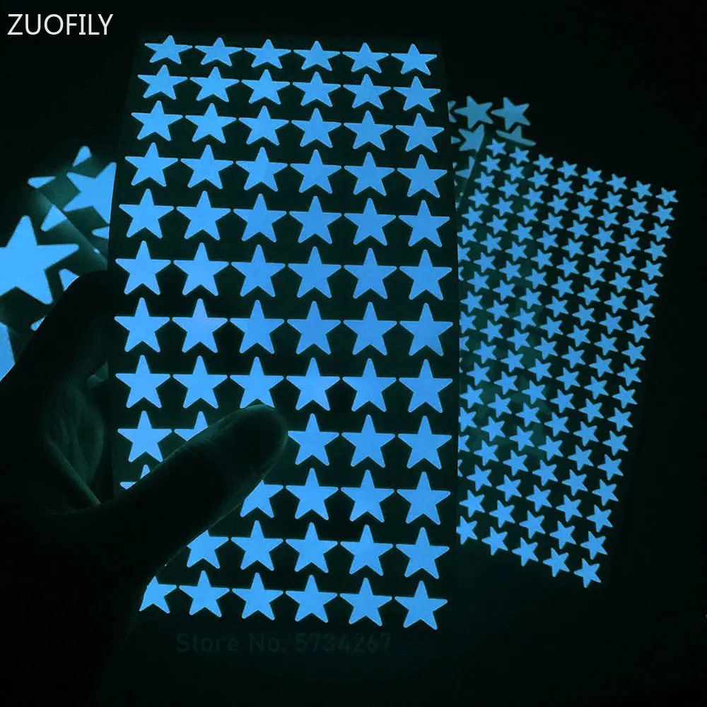 Blue Luminous Dots Moon Shooting Star Wall Stickers for Children's Room Bedroom Home Decor Fluorescent Glow in the dark Decals